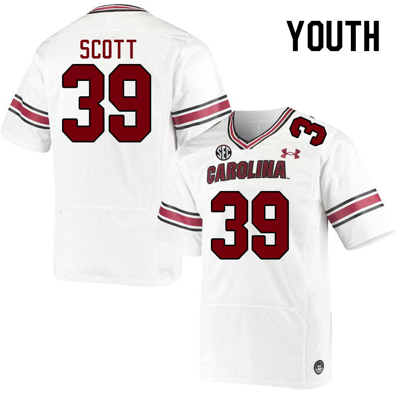 Youth #39 Larry Scott South Carolina Gamecocks College Football Jerseys Stitched-White